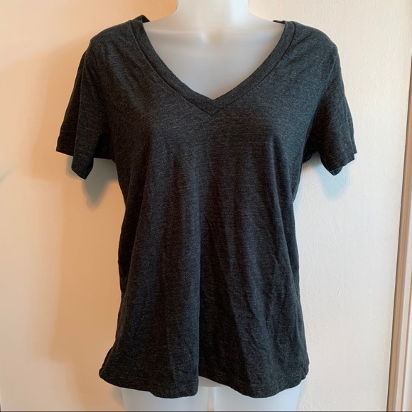 Charcoal Heather Grey V Neck Tee - Picture 1 of 2